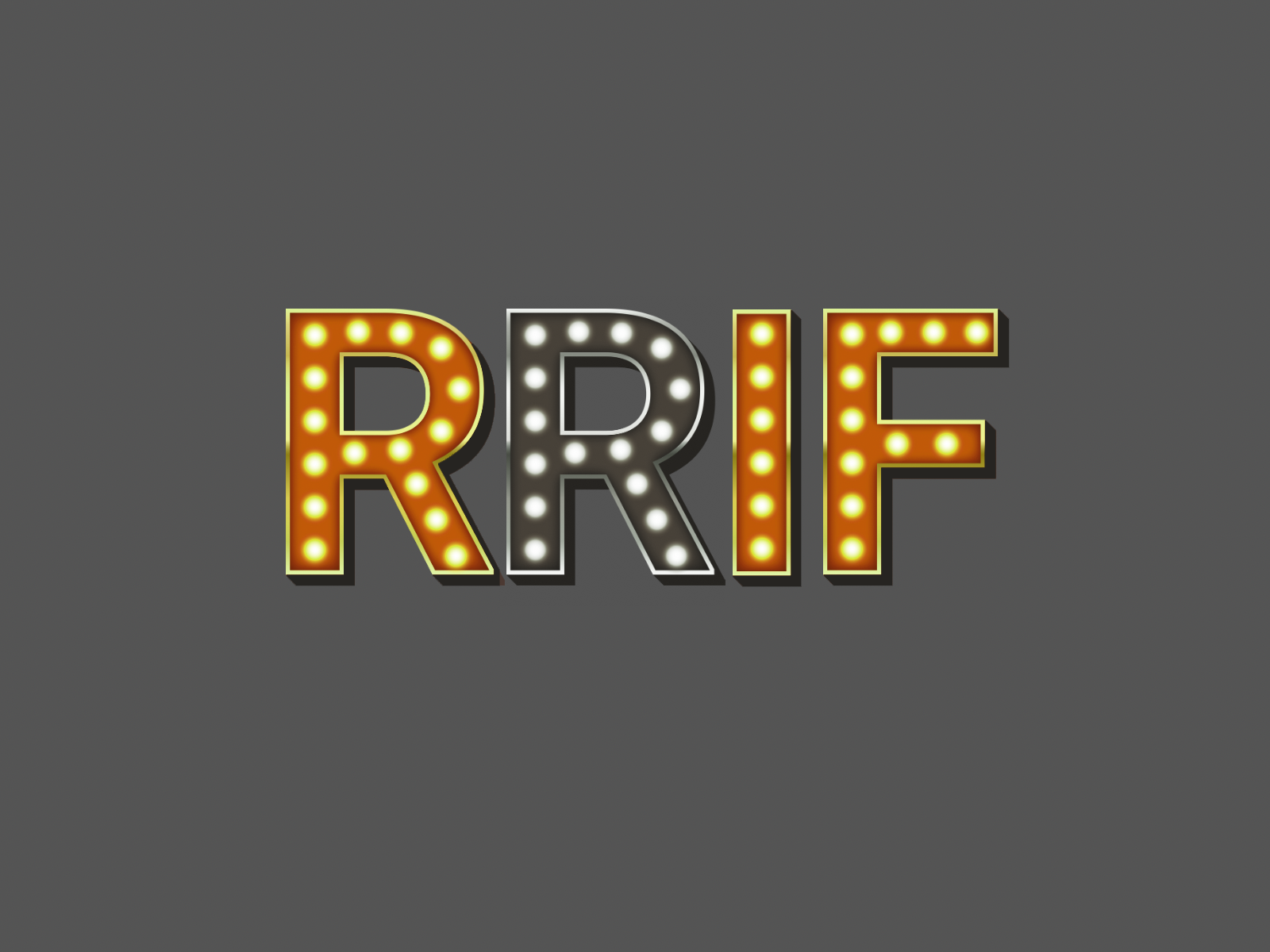 Illustration of the word "RRIF" lit up like a marquee with the second R darkened.