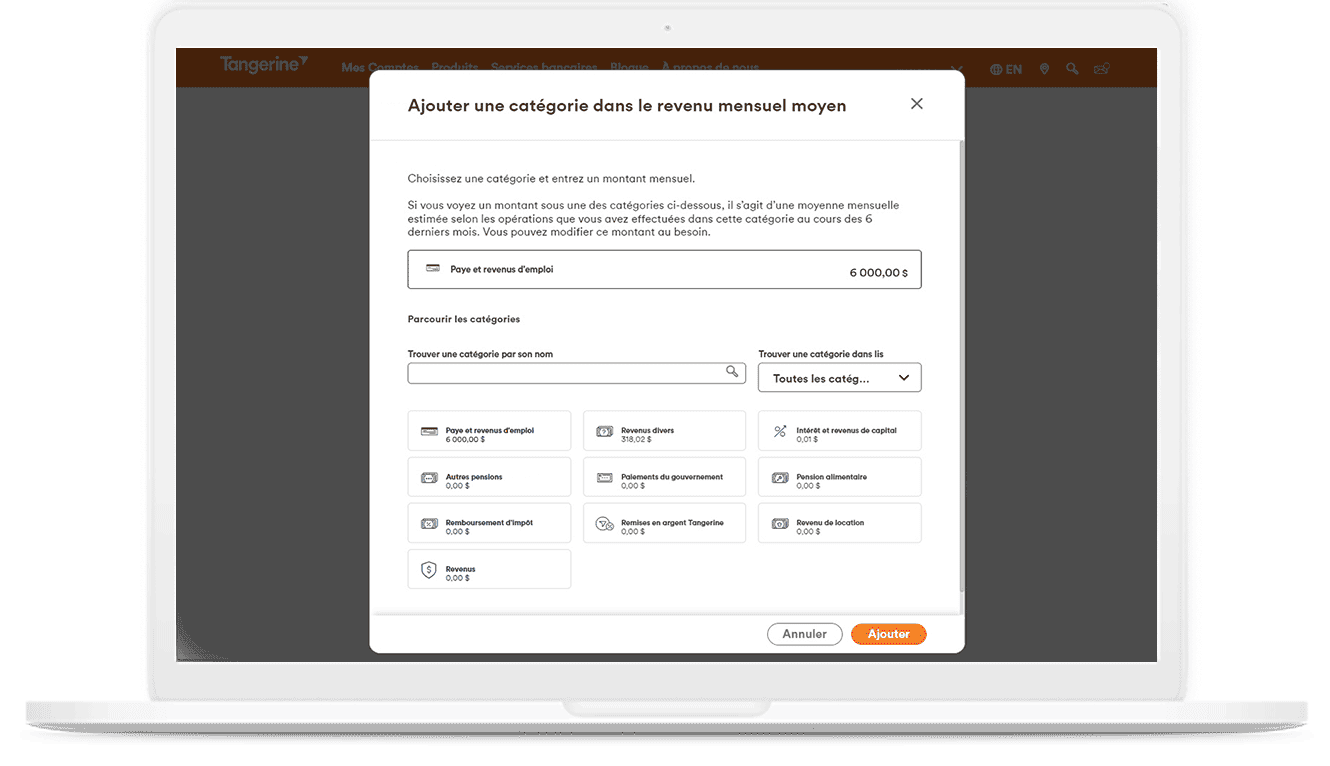 Limite de depenses Tangerine