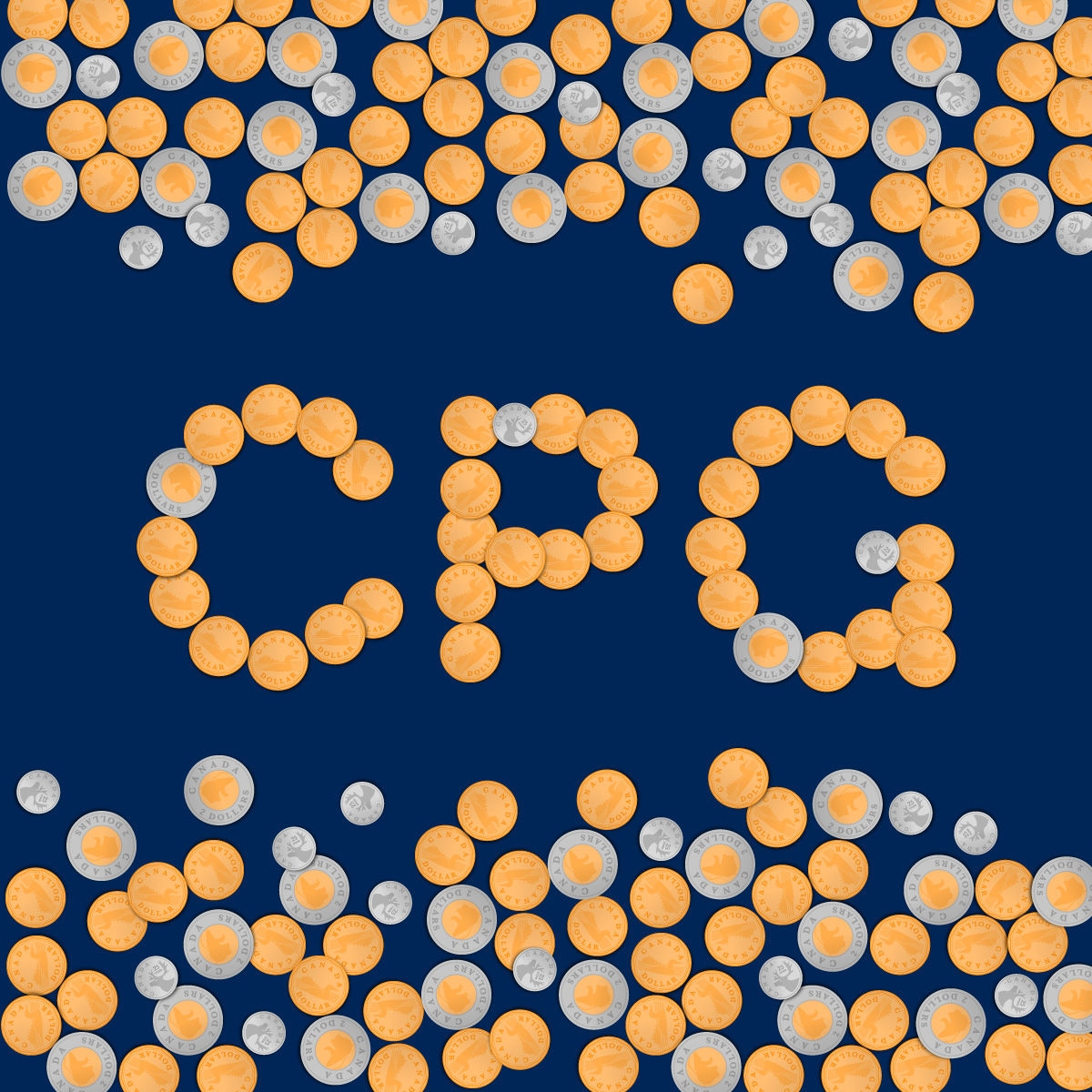 Illustration de pièces de monnaie canadiennes formant le mot CPG.