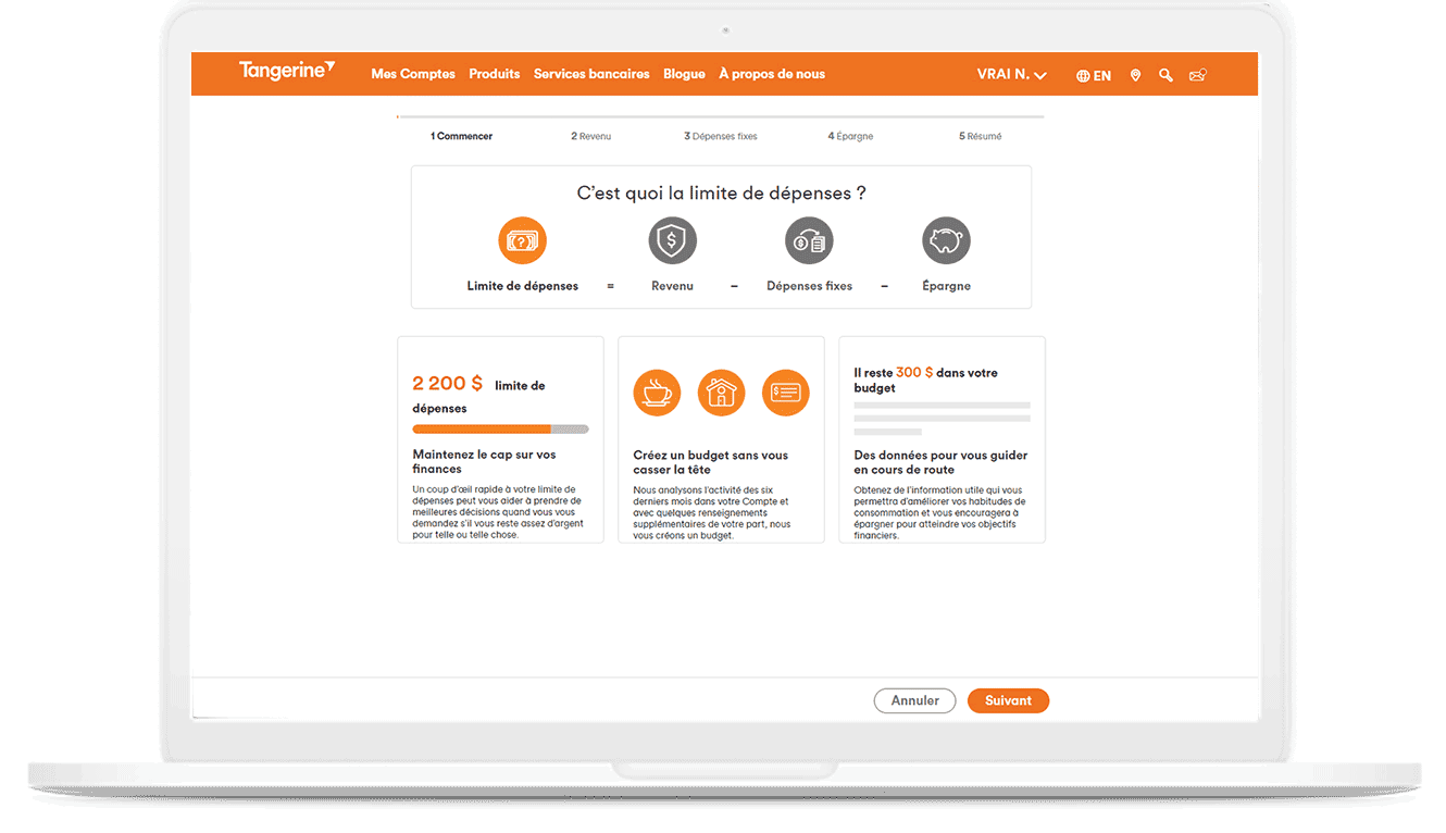 Limite de depenses Tangerine