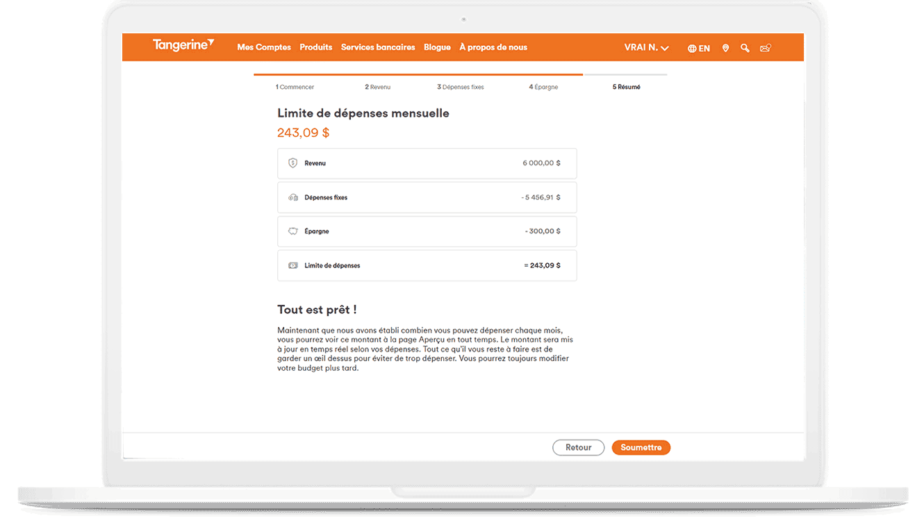 Limite de depenses Tangerine