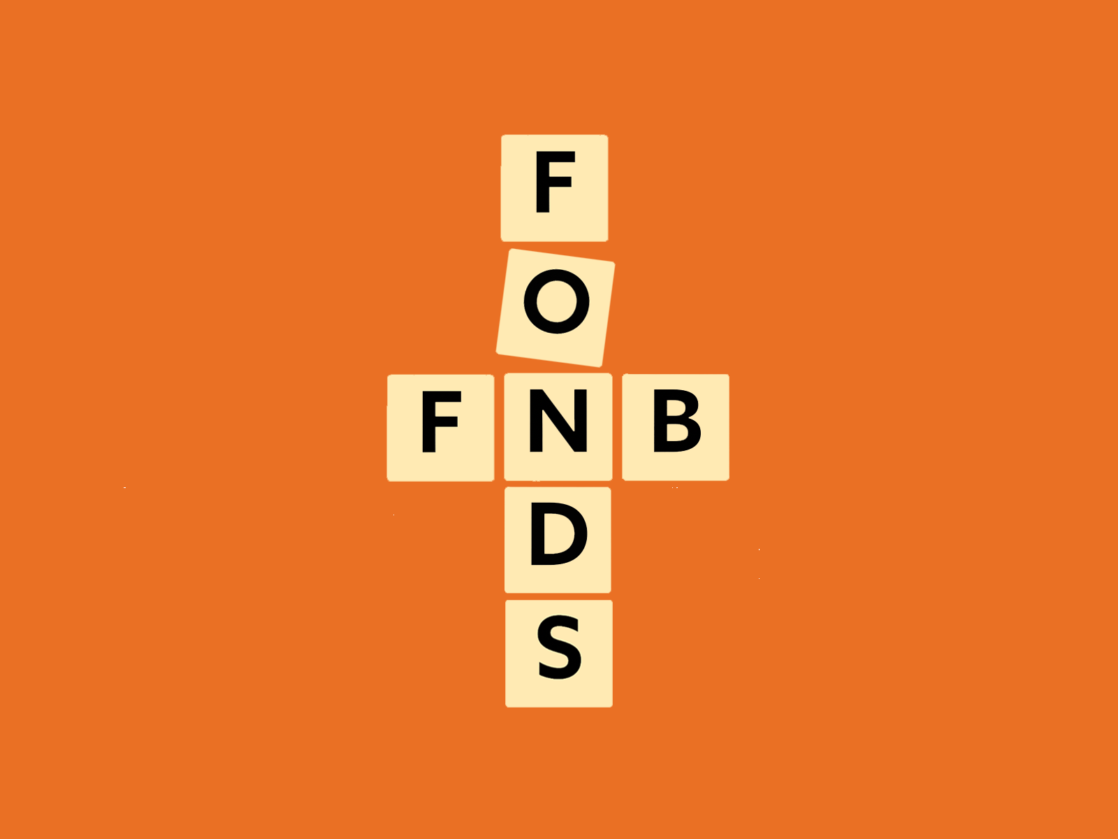 Une illustration avec des tuiles de jeu épelant les lettres FNB et FONDS.