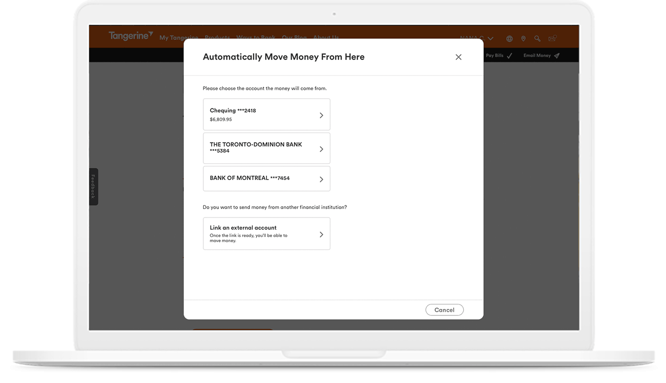 Screenshot of Automatic Savings Program, a Money Management Tool