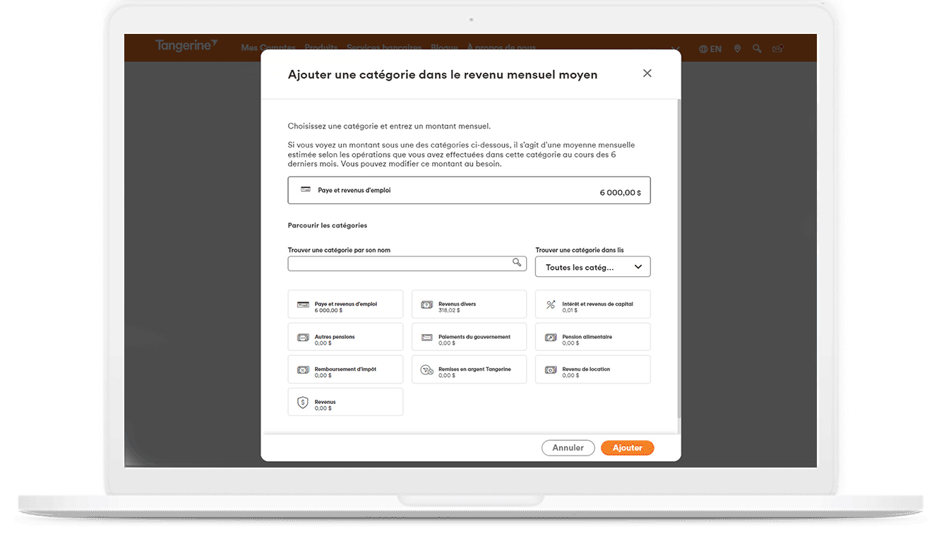 Capture d’écran de la saisie de vos renseignements personnels