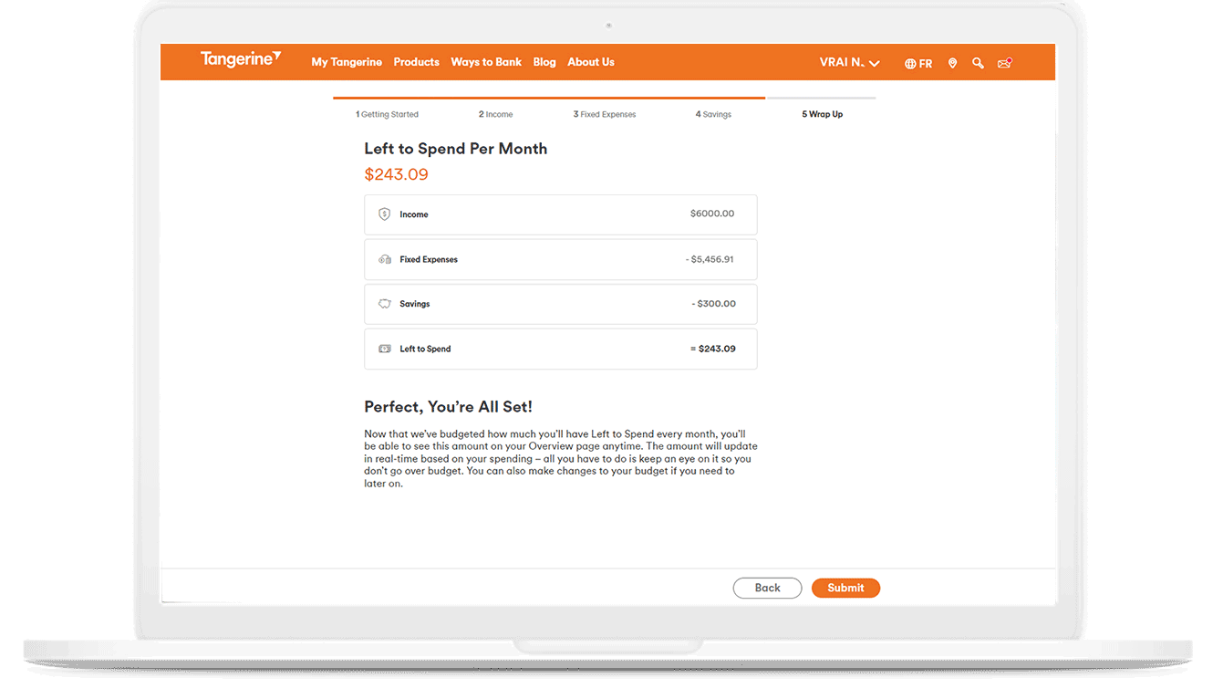 Screenshot of getting your Left to Spend budget