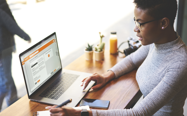 Woman on a laptop