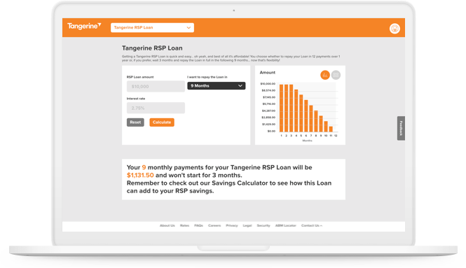rsp loan tangerine loan calculaor