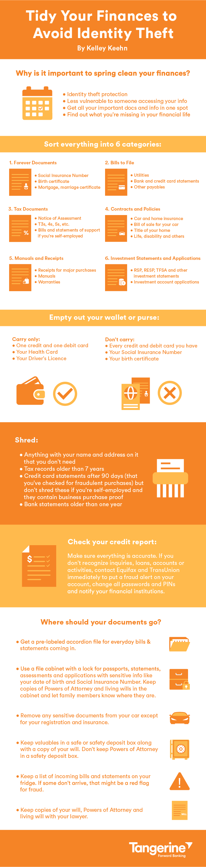 Infographic with ways to tidy your finances to avoid identity theft